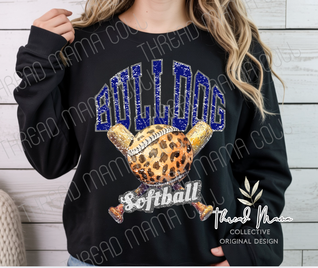 Softball Vintage Distressed Tee Leopard