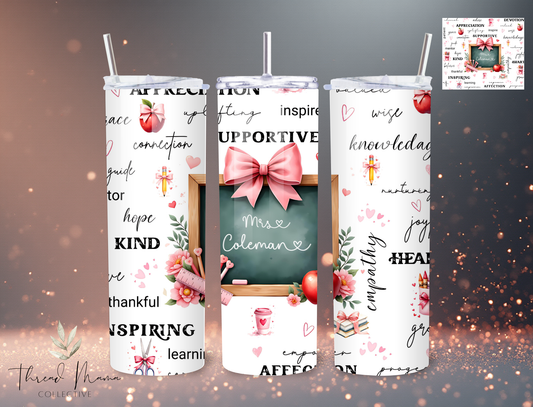 Custom Valentines Teacher 20oz Tumbler
