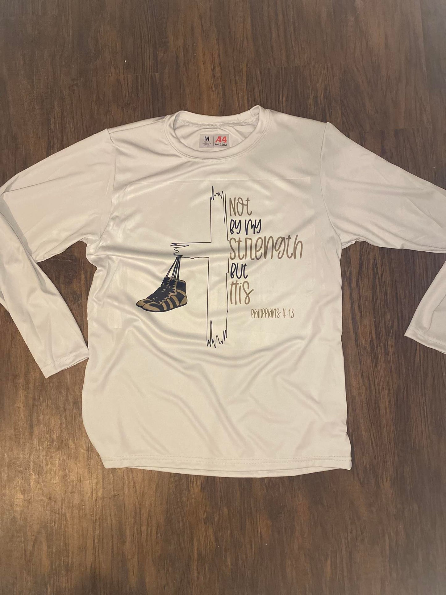 Not My Strength But His Long Sleeve Active Tee