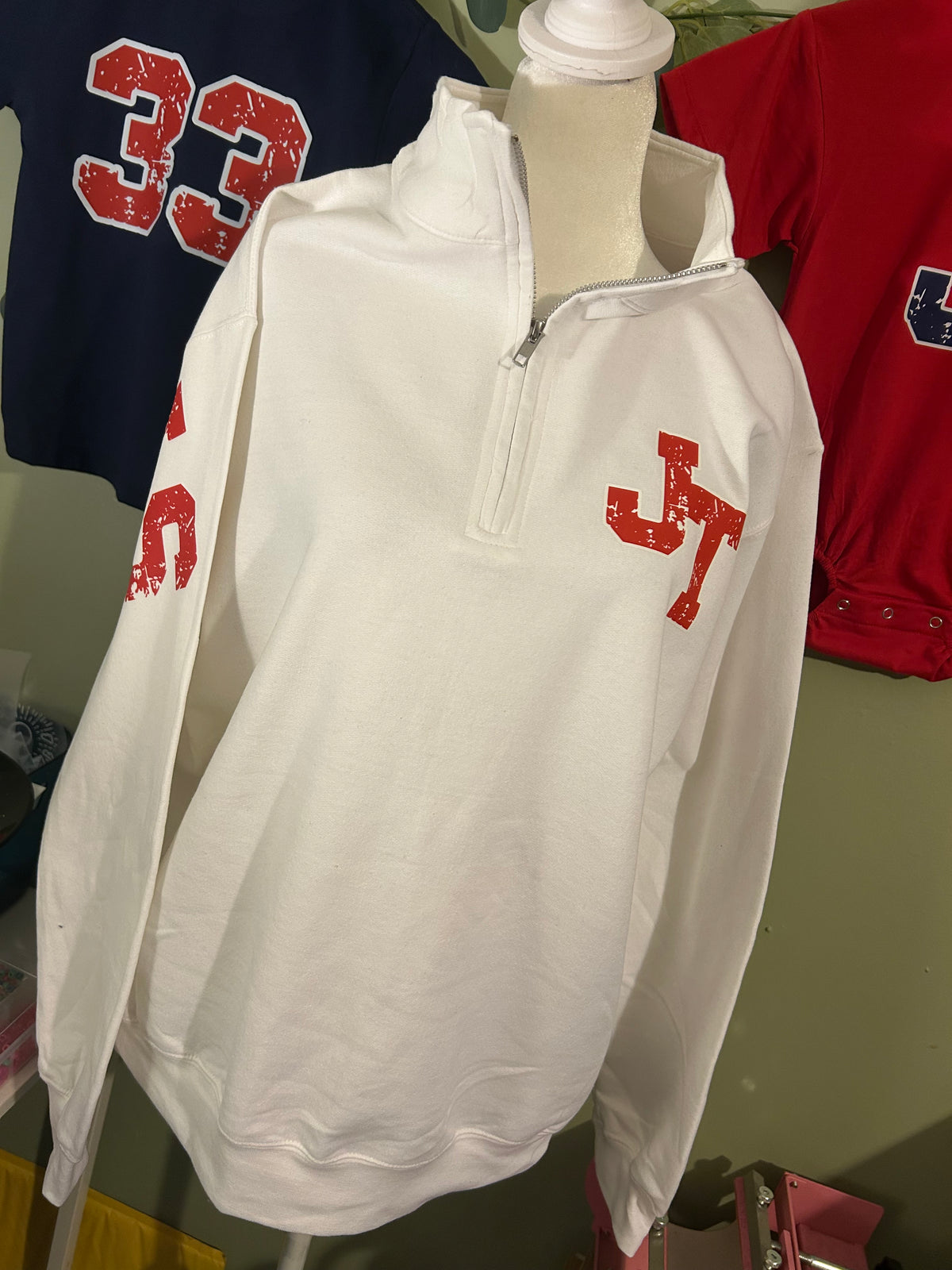 Oversized Lettering Crewneck or 1/4 Zip