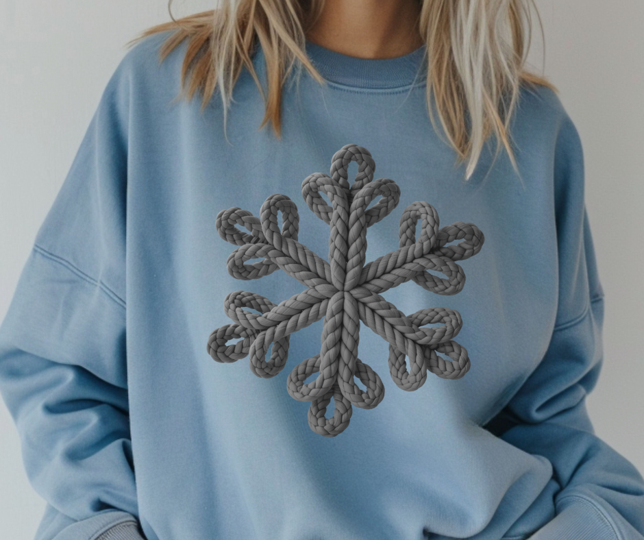 Crochet Winter Snowflake Stone Blue