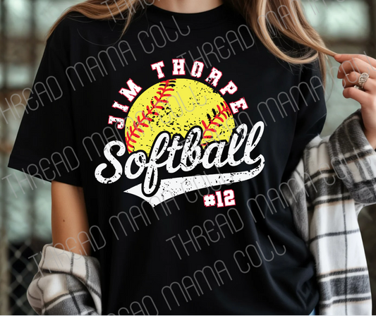 Vintage Style Distressed Softball Tee