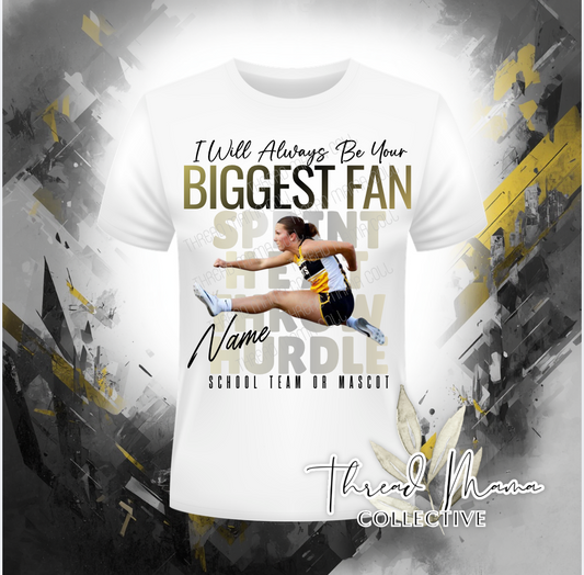 Biggest Fan Track Mom Tee